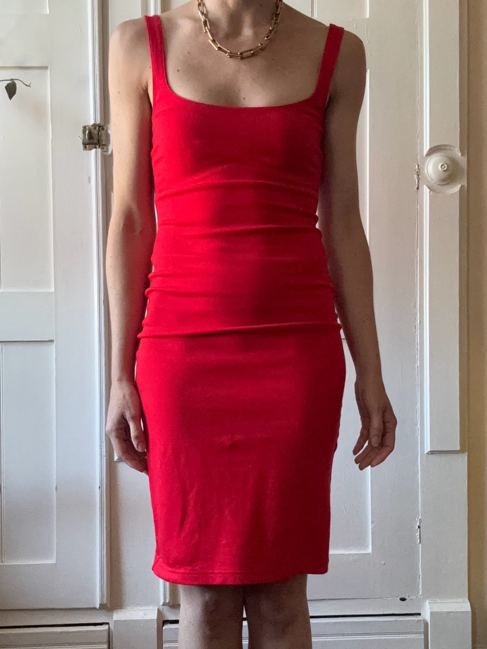 American Apparel Red Square-Neck Tank Dress